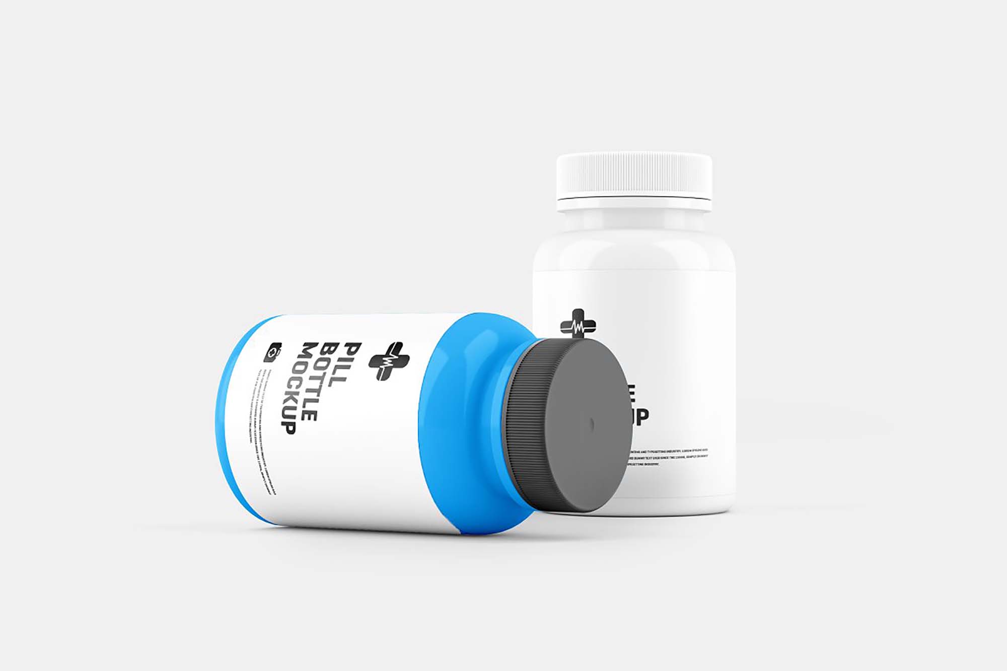 Empty Clear Glass Pills Bottle Mockup - Free Download Images High