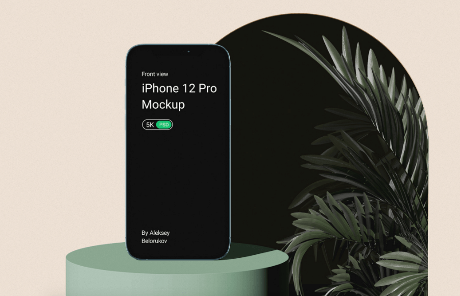 iPhone 12 Pro iPhone with Plant PSD Mockup