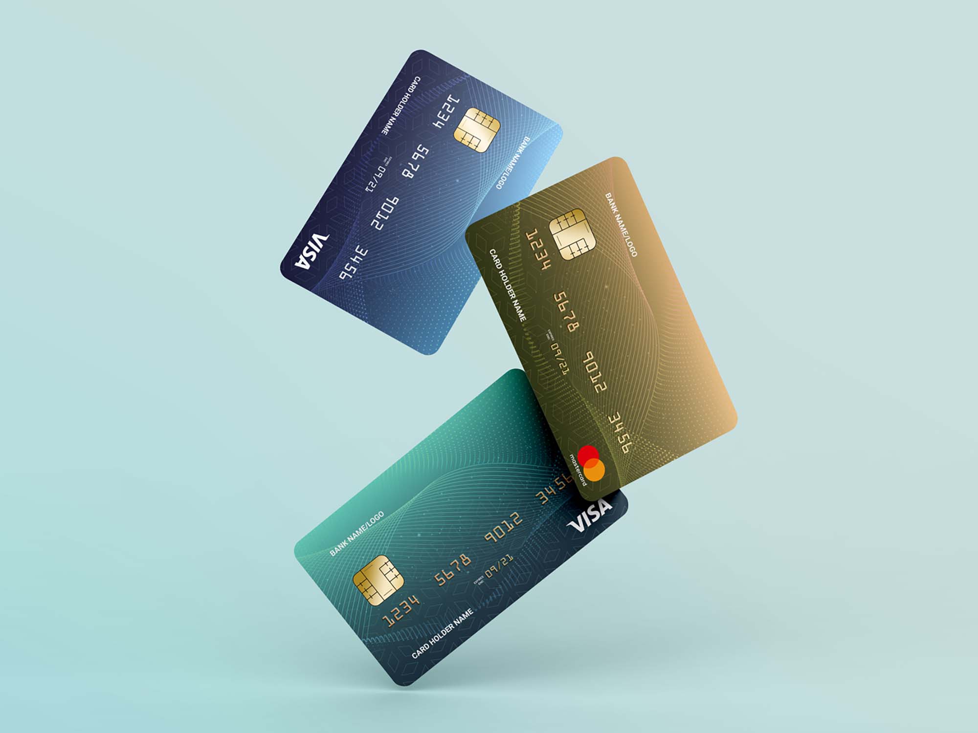Floating Credit Cards Mockup