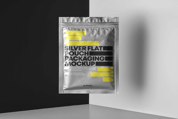 Flat Floating Pouch Packaging Mockup