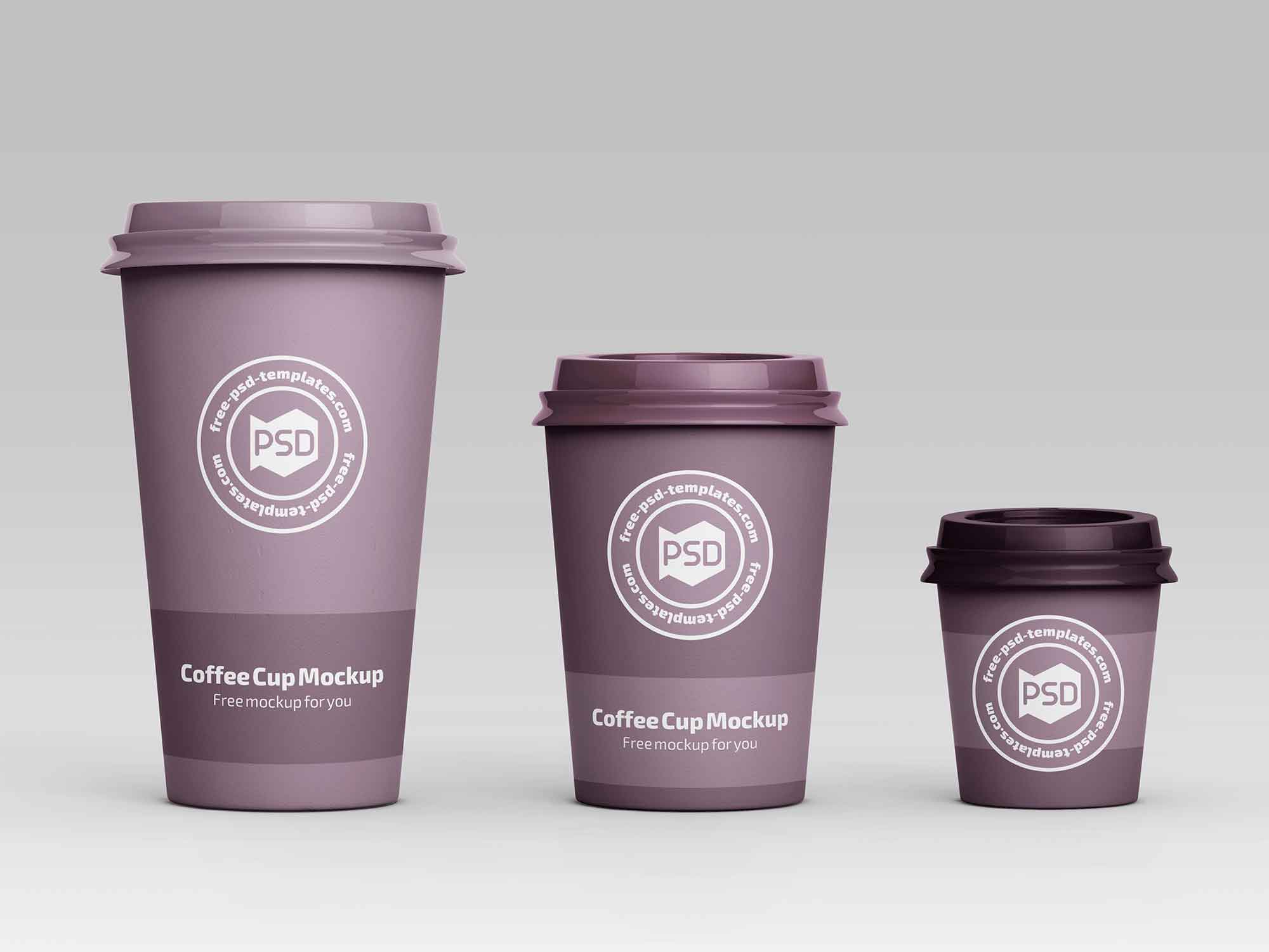 Multiple Size of Coffee Cup Mockups