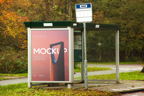 Outdoor Bus Stop Advertising Mockup