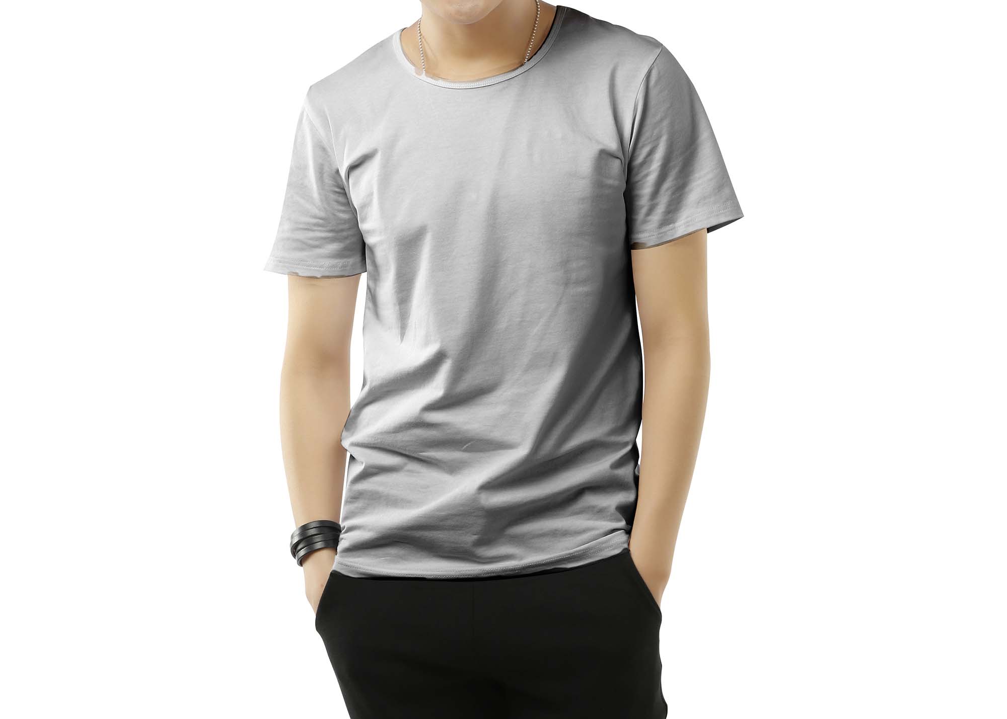 Download Round Neck Men T-Shirt PSD Mockup (Free) by
