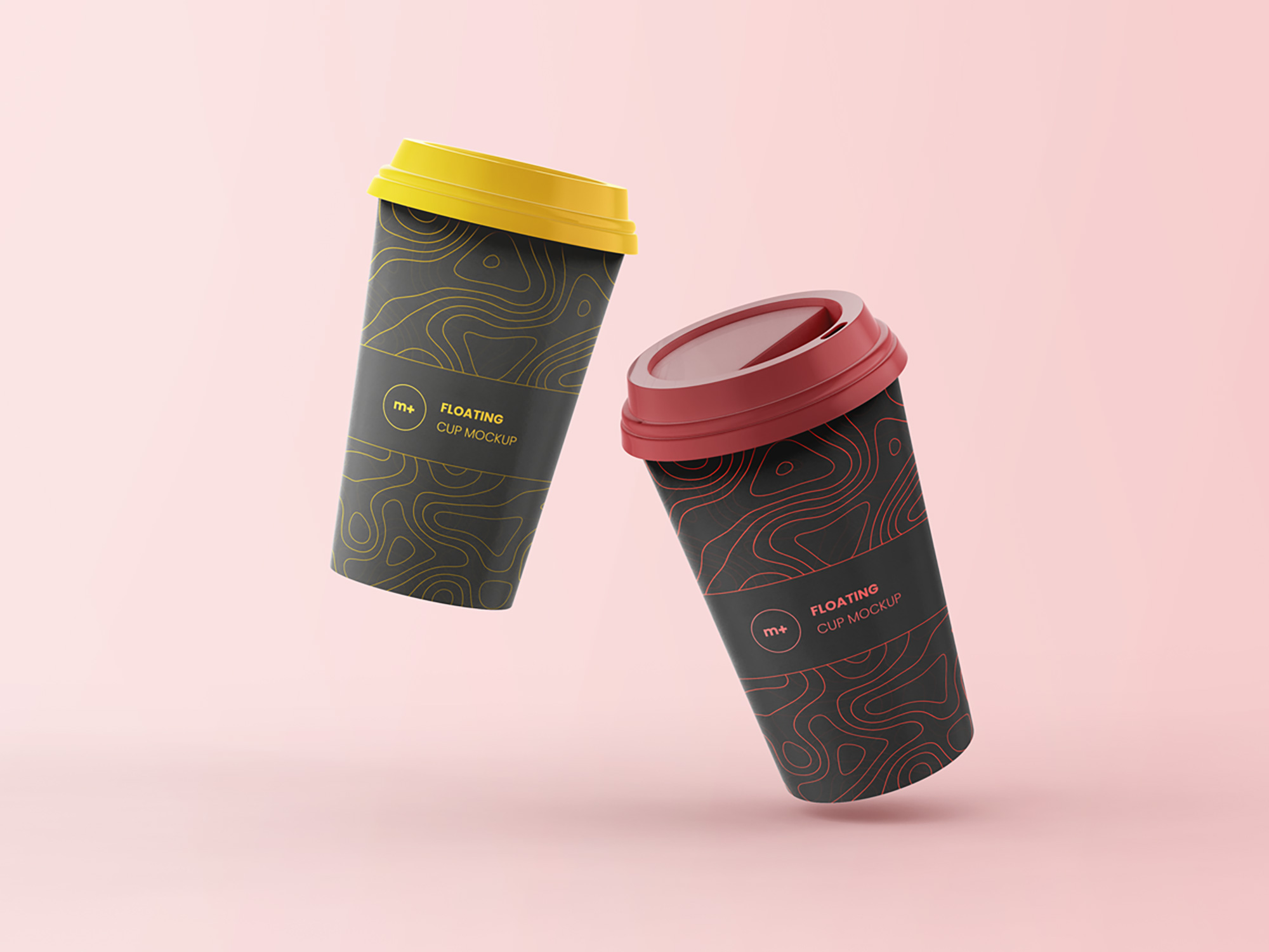 Two 3D Coffee Cups Mockup