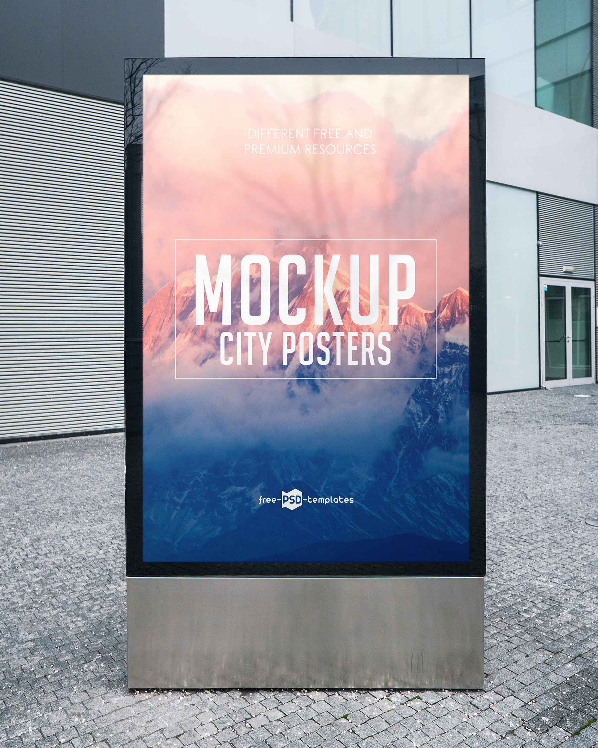 City Poster PSD Mockups (Free) by Free PSD Templates
