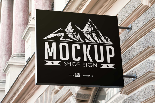 Square Shop Sign Mockup