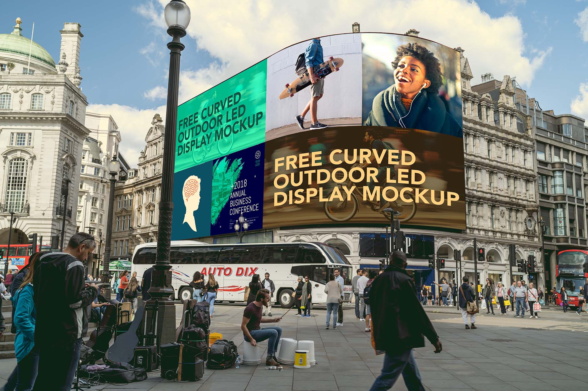 Curved Outdoor Advertising Mockup
