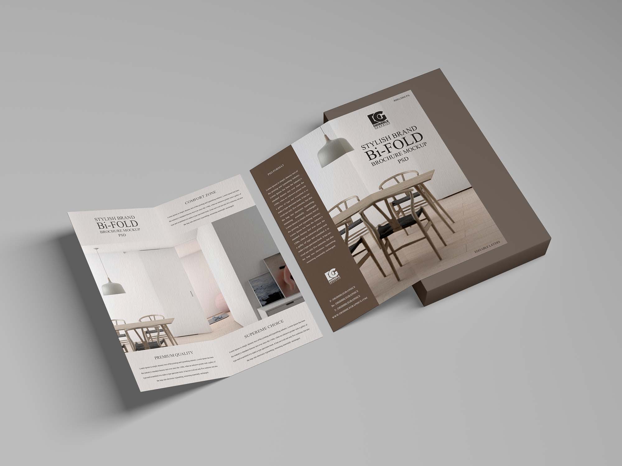 Branding Bi-Fold Brochure Mockup