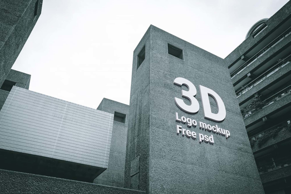 3D Logo on Building Mockup