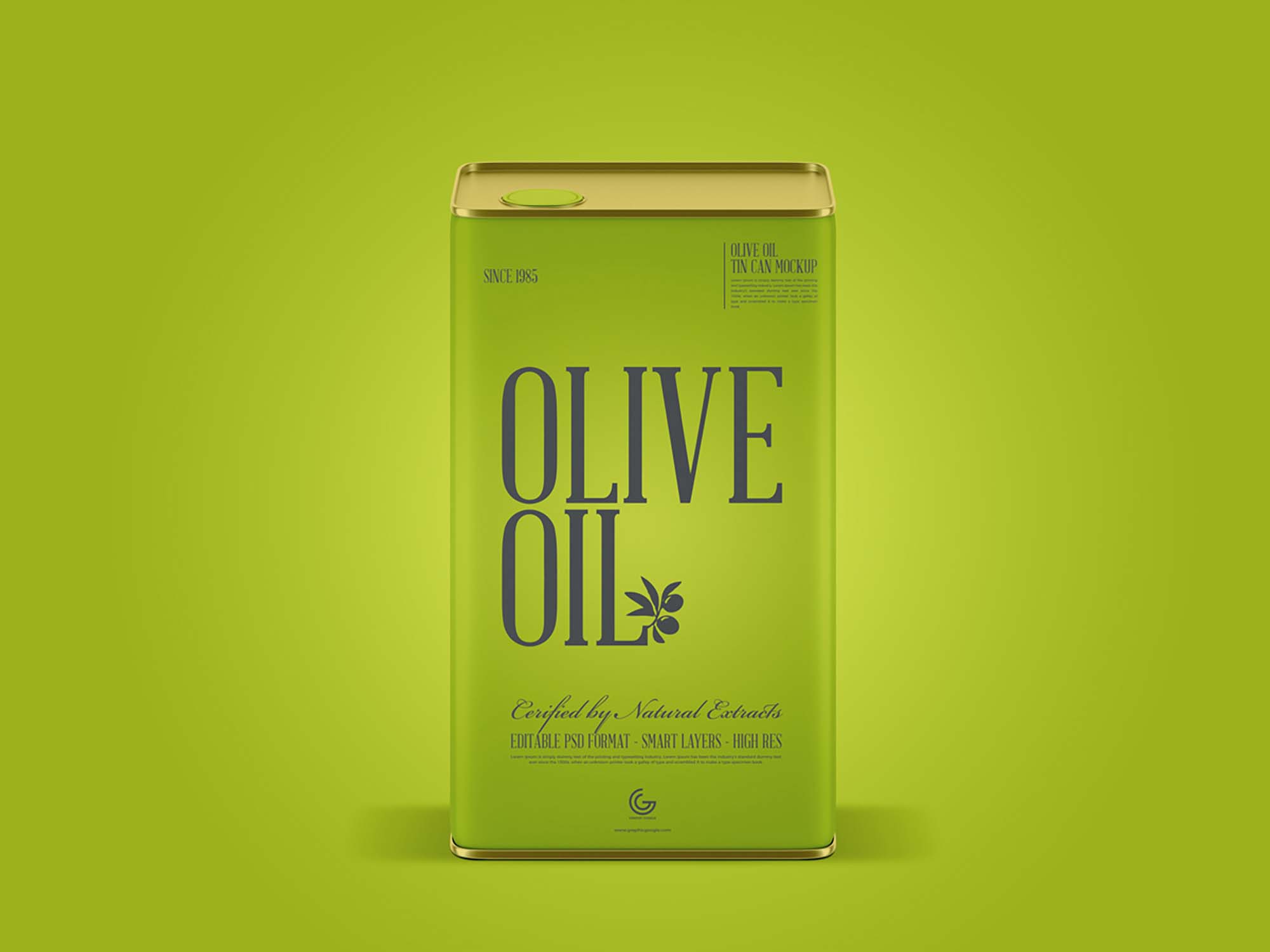 Square Olive Oil Can Mockup