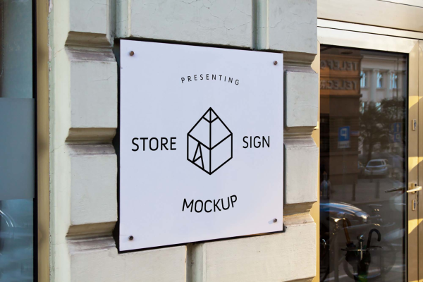 Beautiful Square Wall Store Sign Mockup