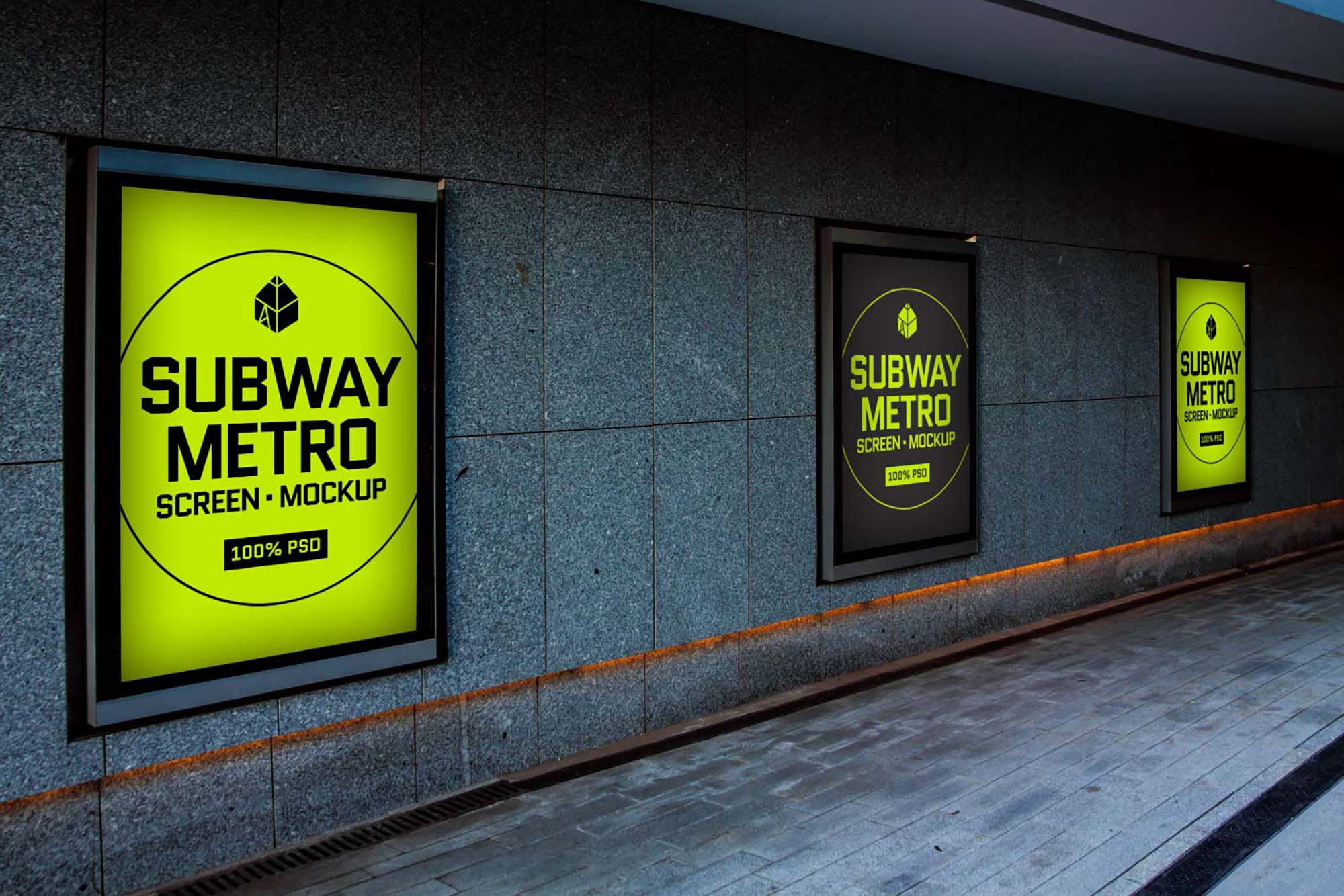 Dark Subway Metro Screen Mockup