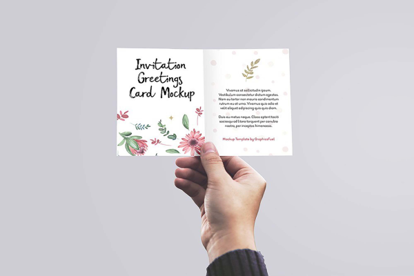 New Invitation Greeting Card in Hand Mockup