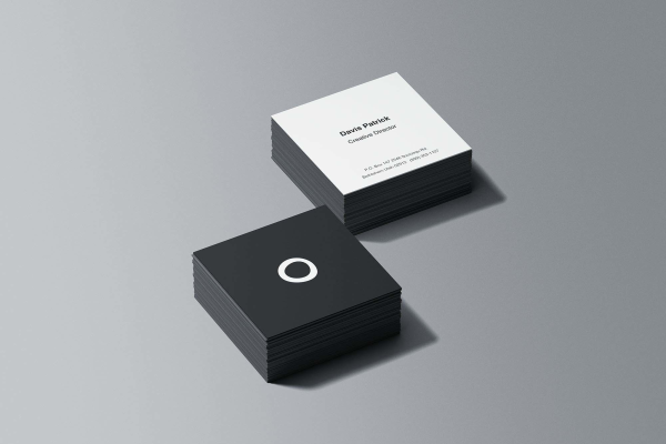 Square Business Cards Black and White Mockup