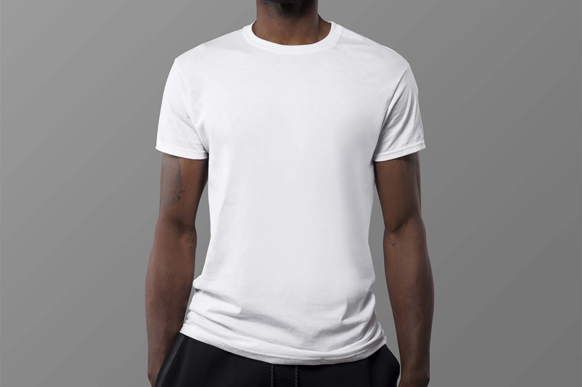 Download Man T-Shirt White PSD Mockup (Free) by Mr. Mockup