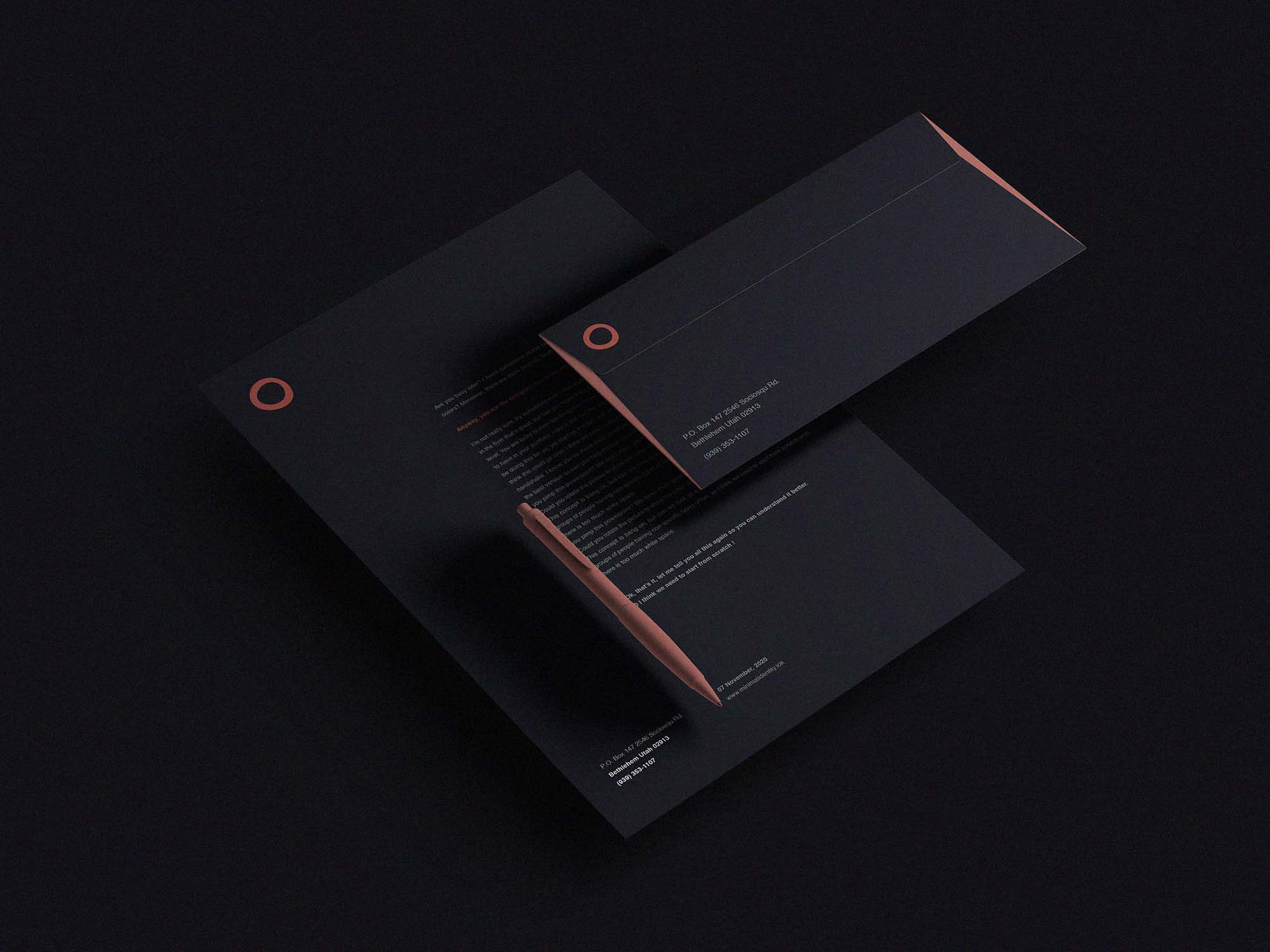 Dark Floating Identity PSD Mockup (Free) by Graphic Pear