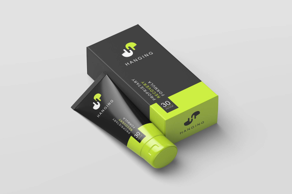 Cosmetic Tube with Box Packaging Mockup