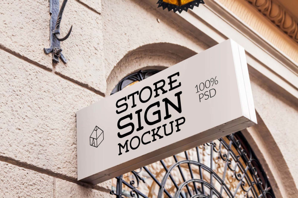 Realistic Store Outside Sign Mockup