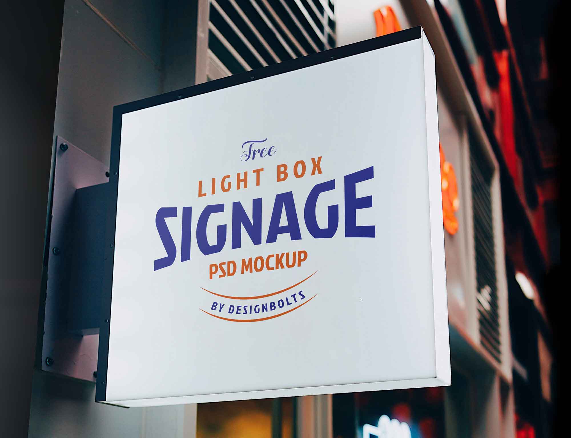 Square Light Box Signage Mockup