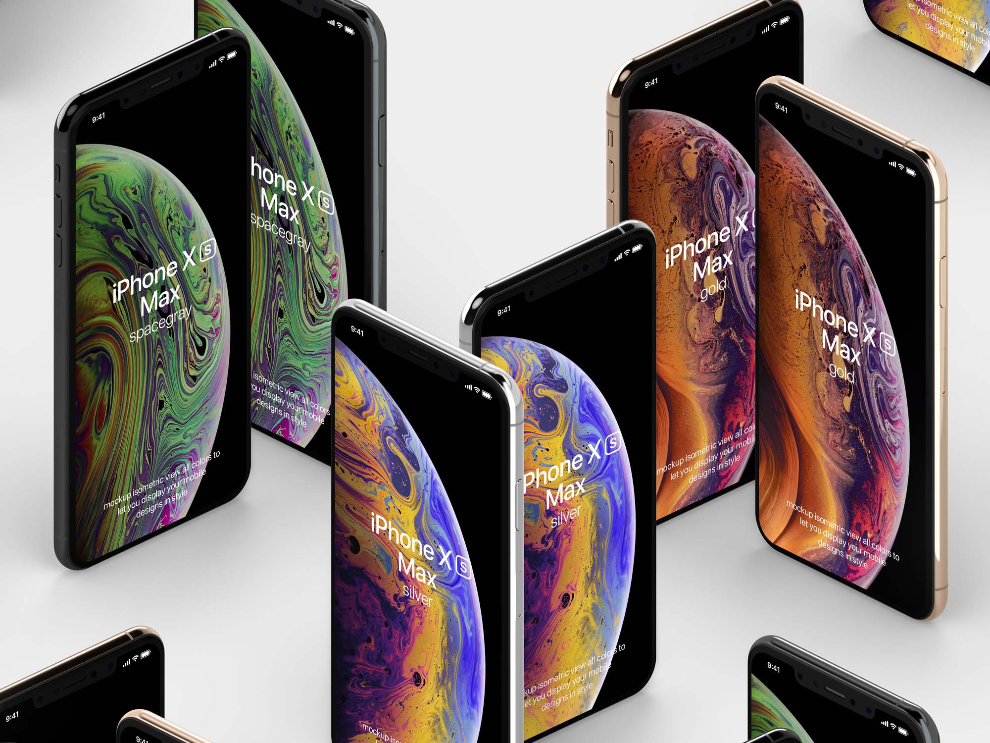 Download New iPhone XS Max PSD Mockup (Free) by Pixeden