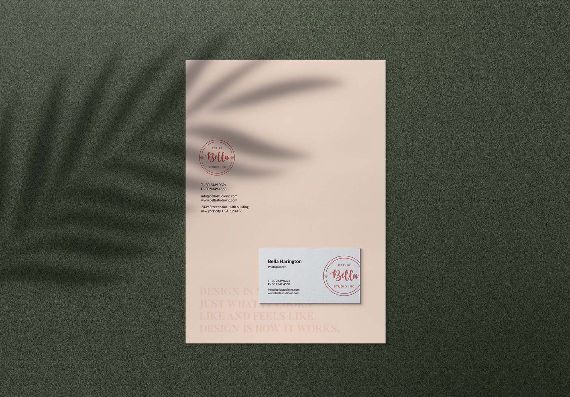 Stationery Mockup with Shadow Overlay