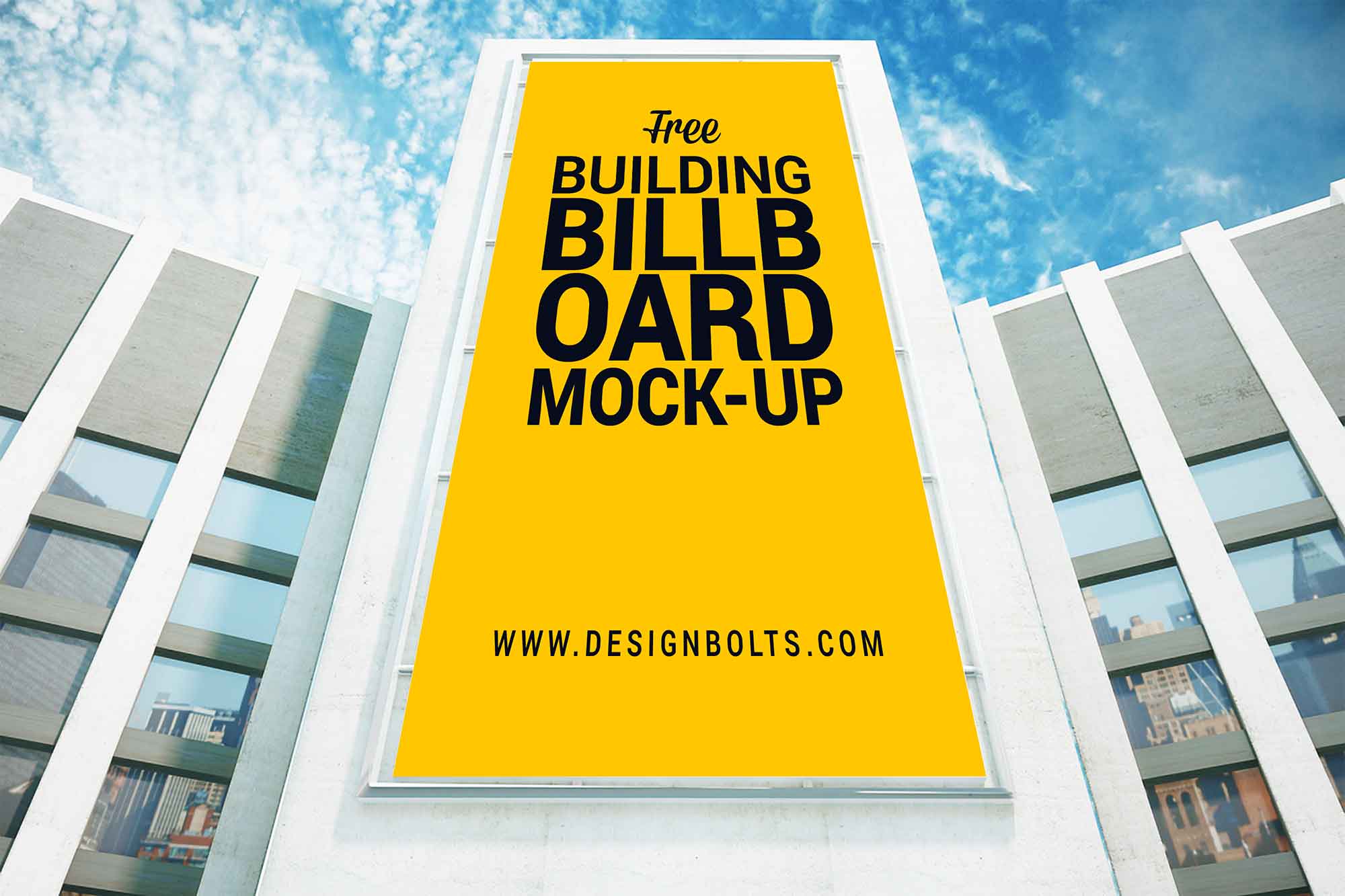 Vertical Advertising Building Billboard Mockup