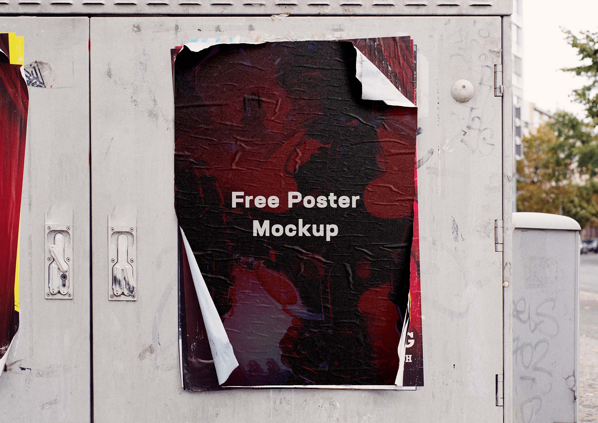 Glued Poster Psd Mockup On Street For | PSD | Free Download | IMockups