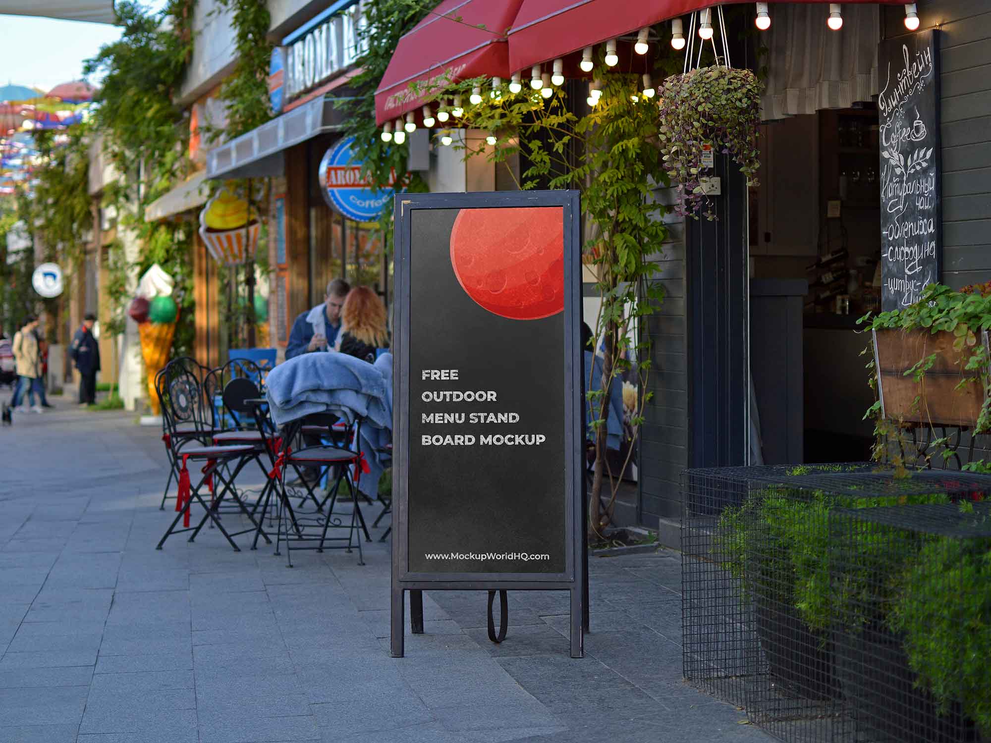 Outdoor Restaurant Menu Stand Board Mockup