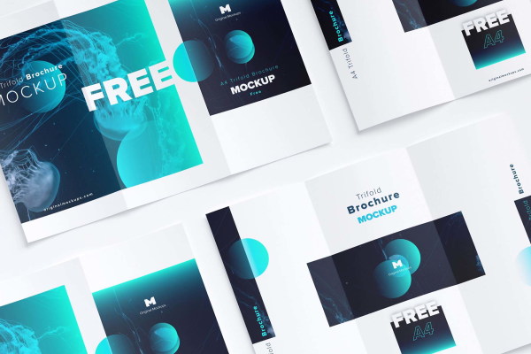 Trifold Brochures A4 Mockup