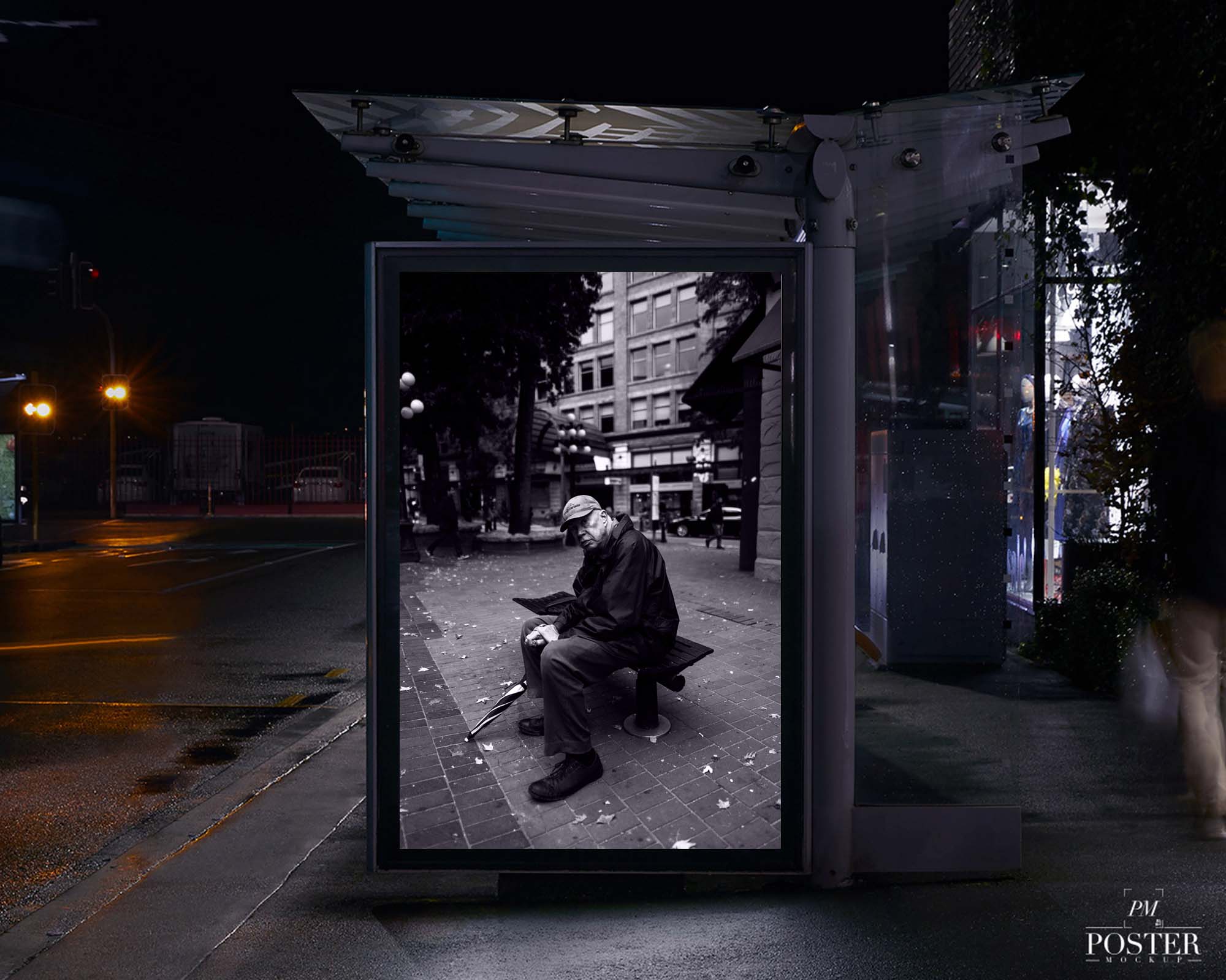 Bus Shelter Outdoor Advertisement Mockup