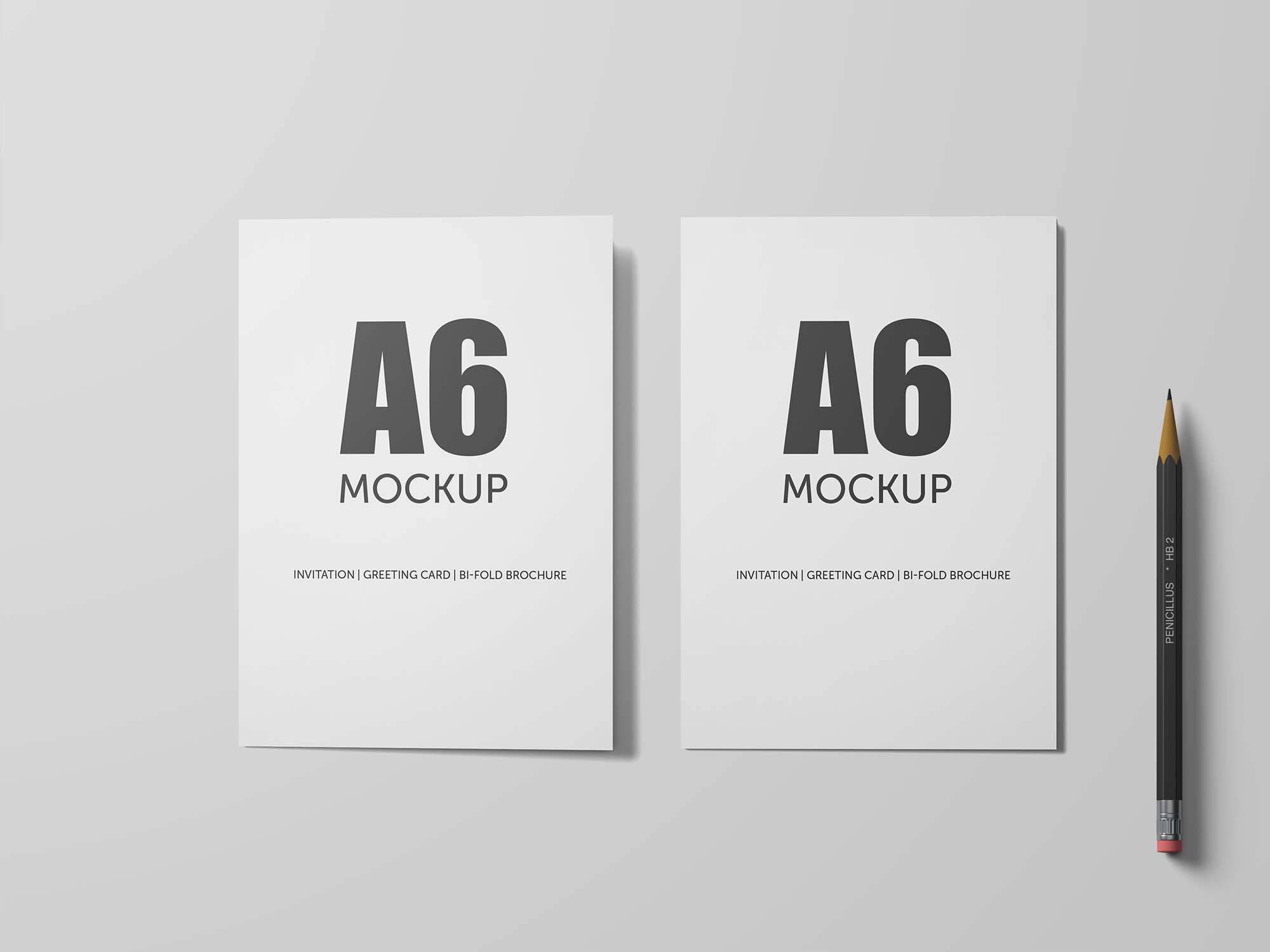 Download A6 Bifold Greeting Card / Invitation PSD Mockup (Free) by Yeven Popov
