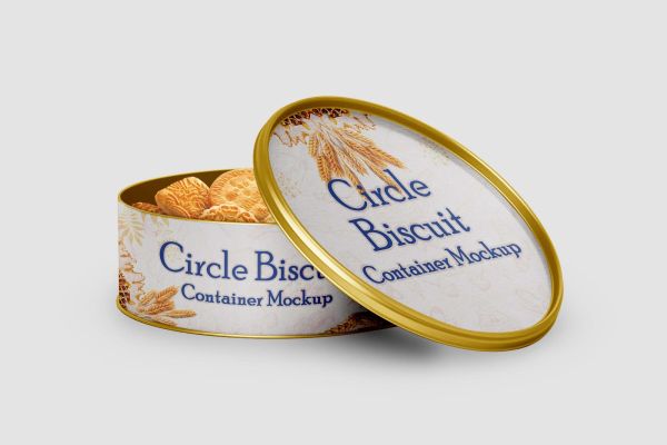 Circle Biscuit Tin Container Mockups
