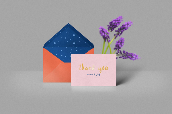 Pink Card and Envelope Mockup