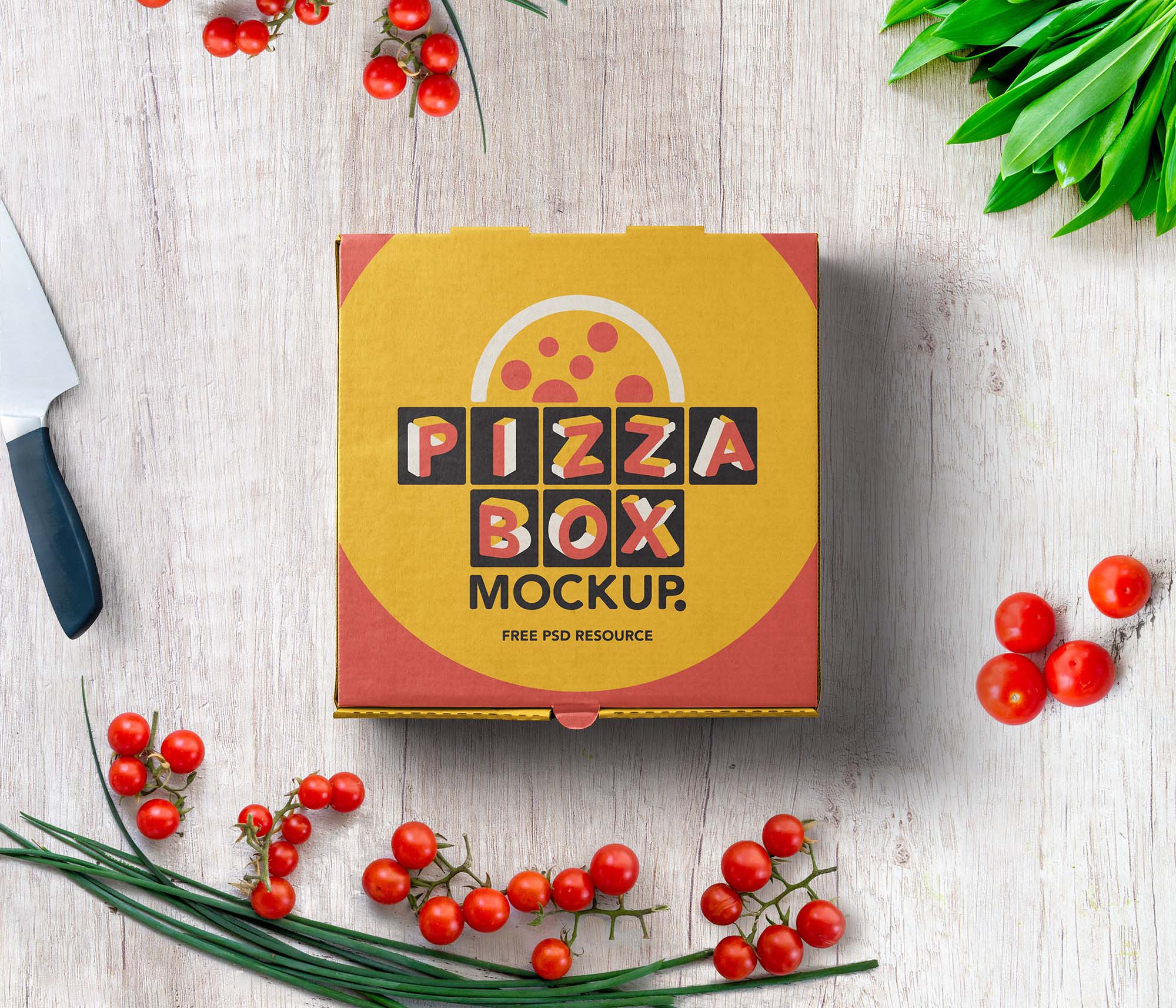 Top Pizza Box Package Mockup