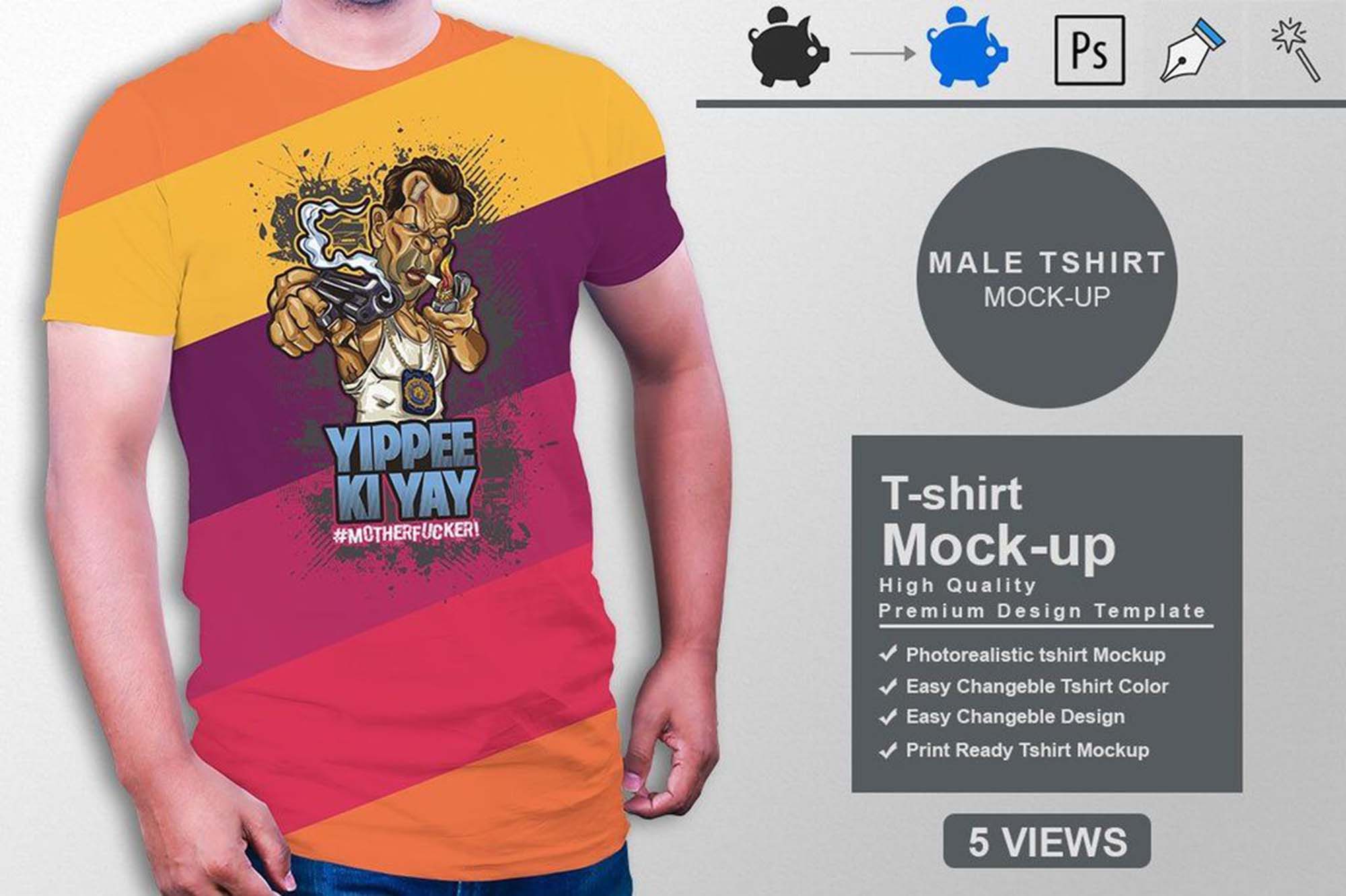 Download Male Typical T-Shirt PSD Mockup (Free) by Buzzaart