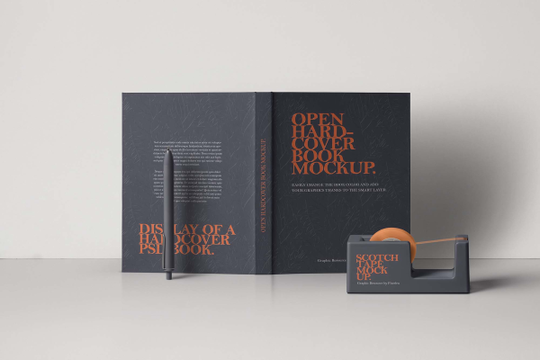 New Open Hardcover Book Mockup
