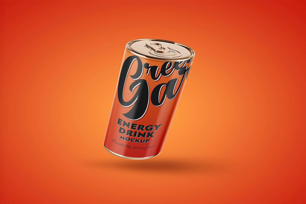 Top Energy Drink Can Mockup