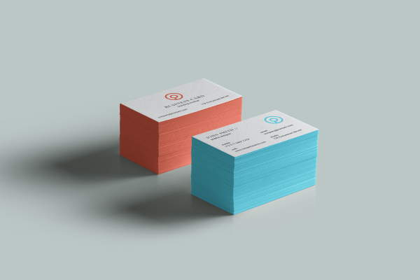 Side Colored Business Cards Mockup
