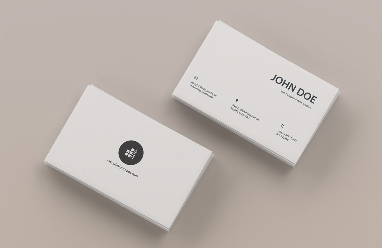 View Back and Front Business Card Mockup