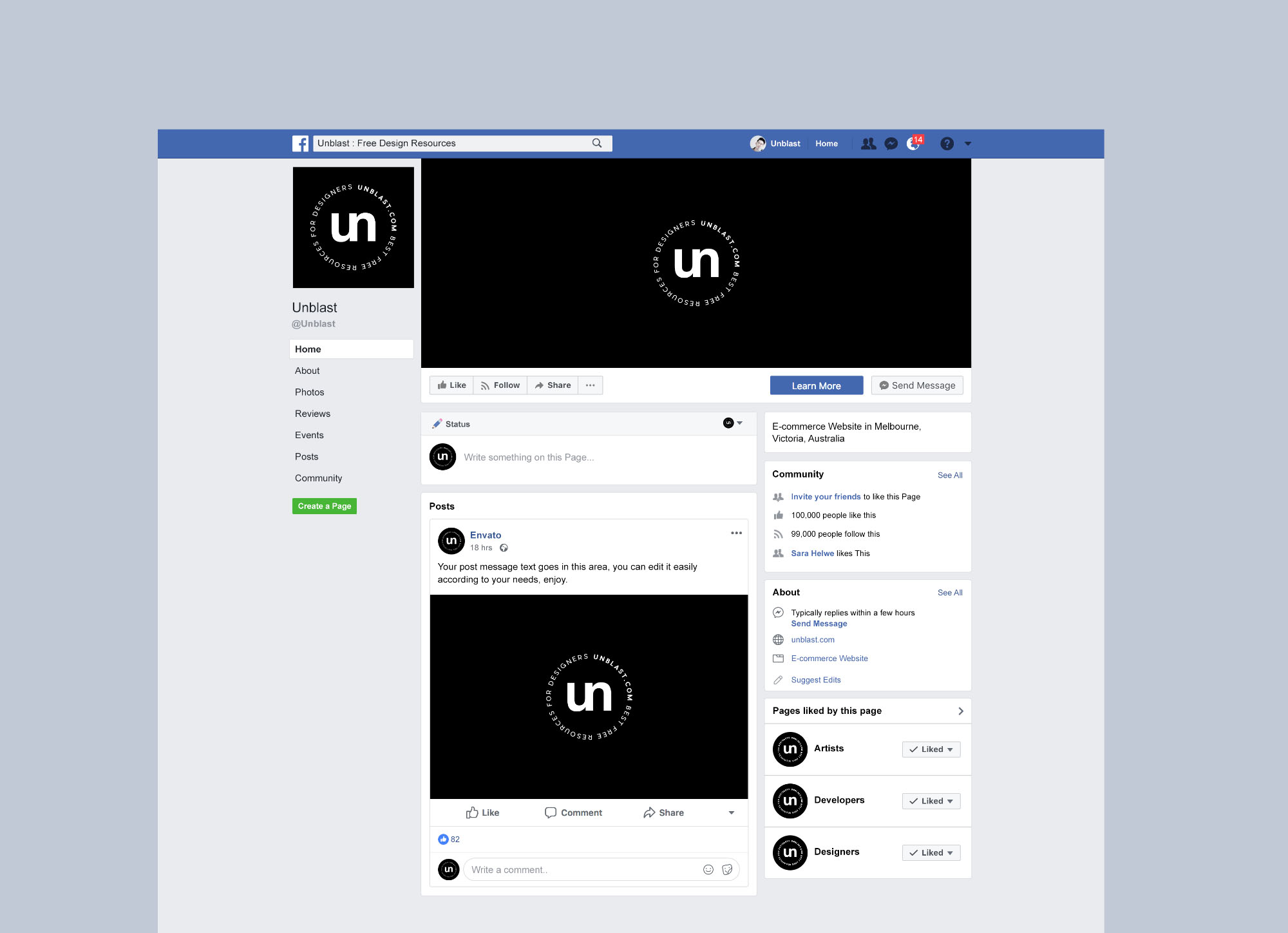 Facebook Page Template Mockup