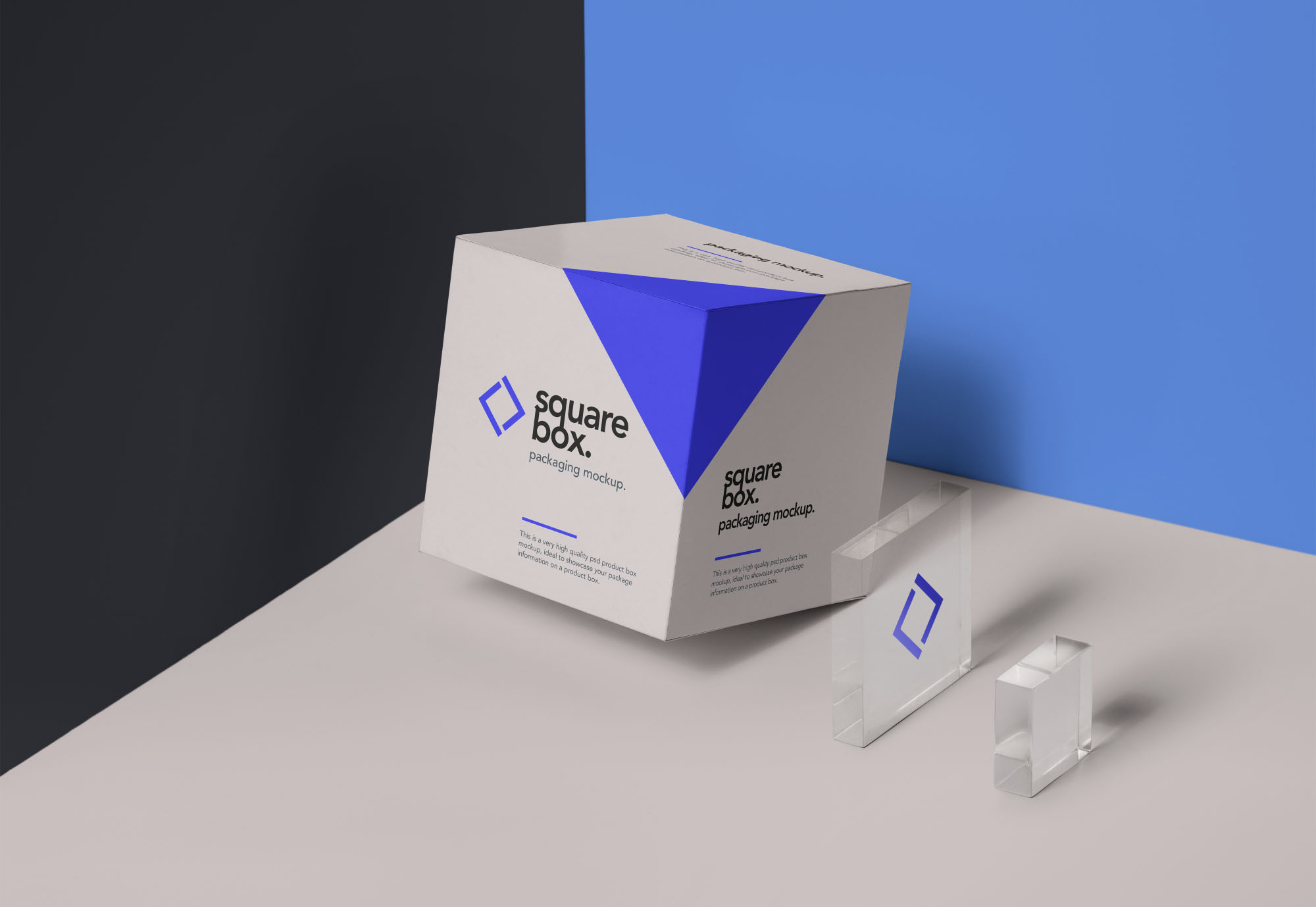 Square Box Package Mockup