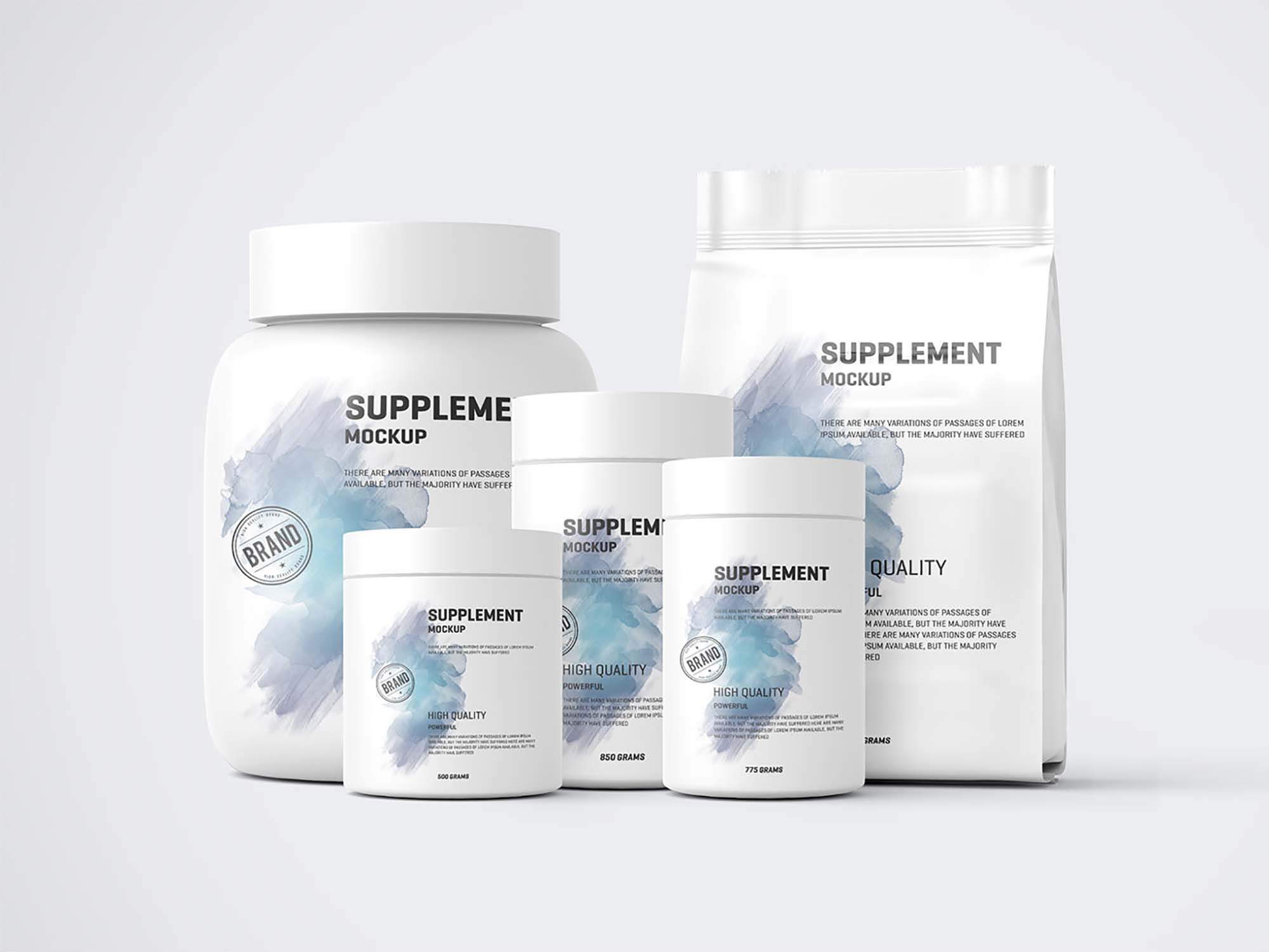 Protein Pack and Jar Supplements Mockup