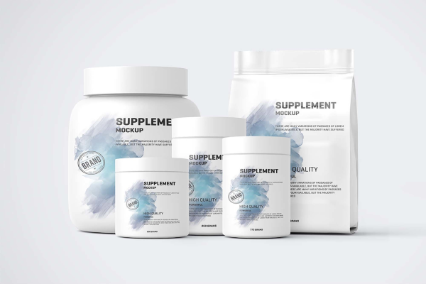 Protein Pack and Jar Supplements Mockup