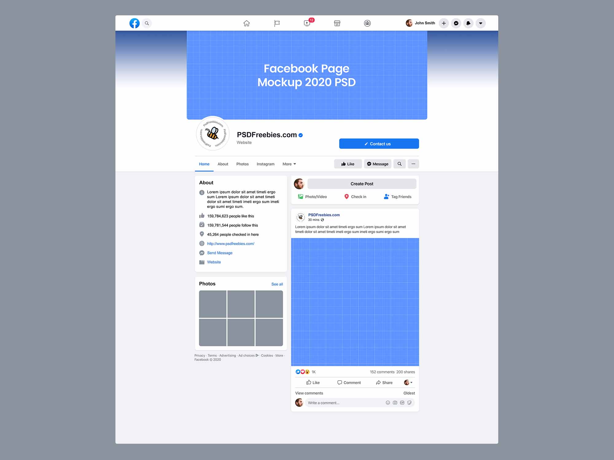 New Design 2020 Facebook Page Mockup