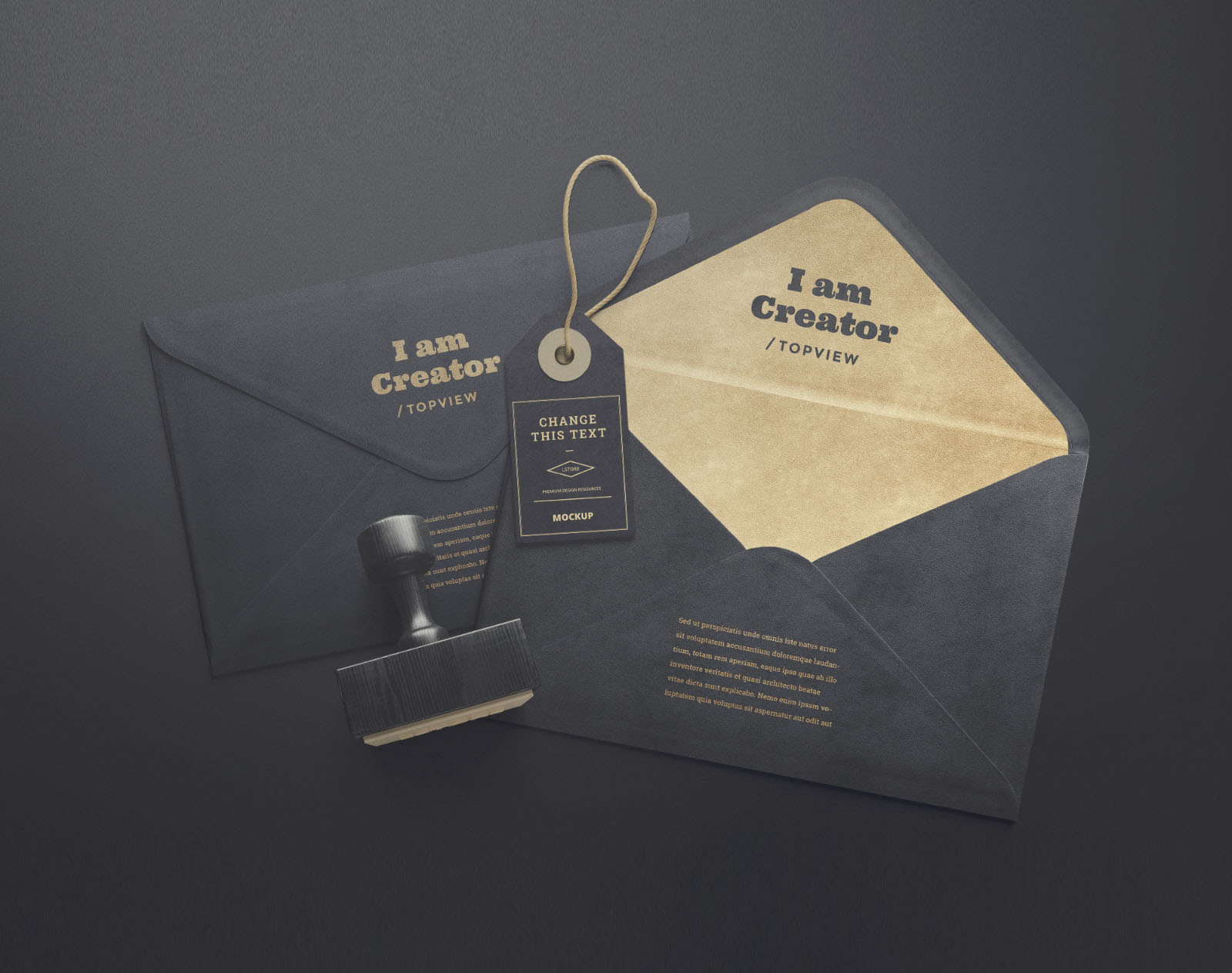 Envelope and Tag Mockup