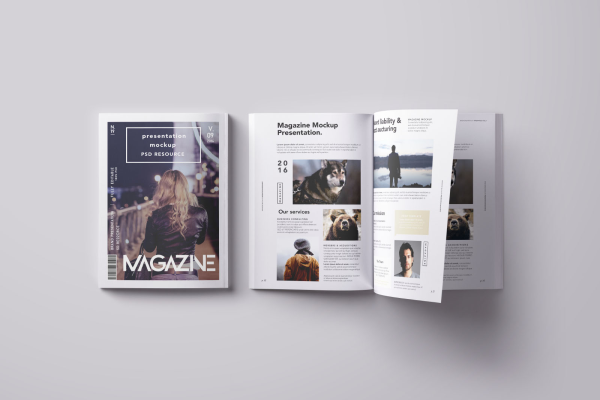 Cover and Inside Overhead Magazine Mockup
