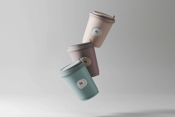 Three Floating Coffee Cup Mockups