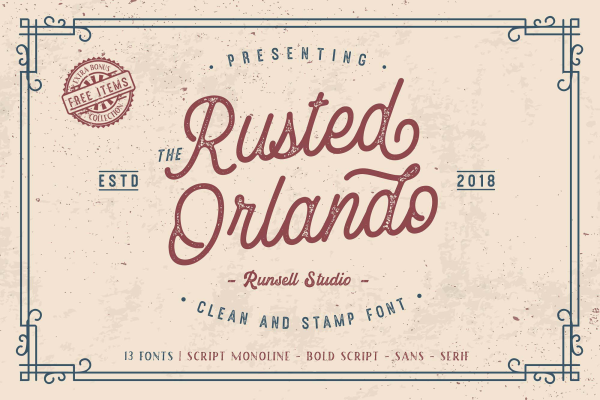 Rusted Orlando Script Font Family