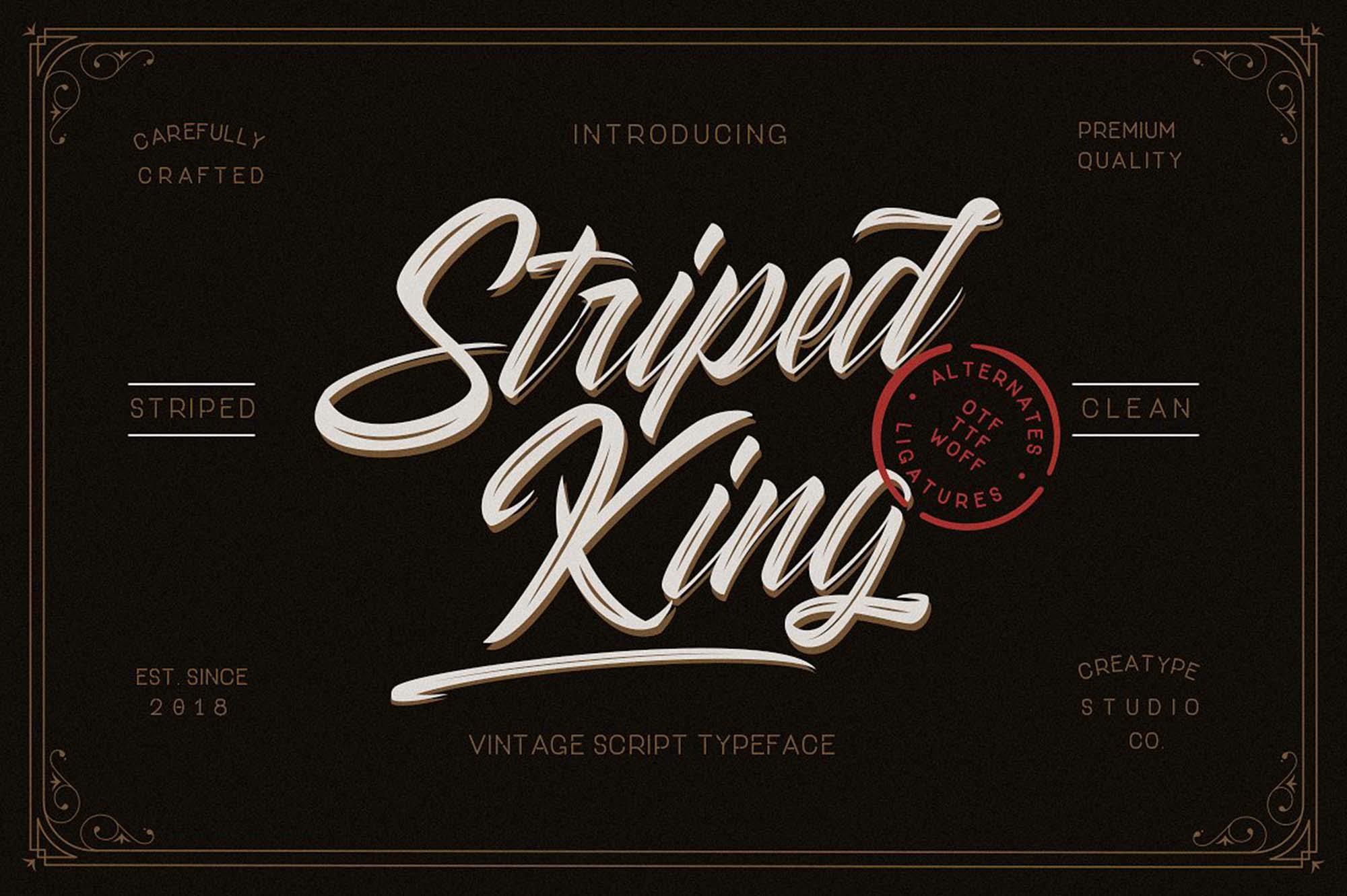 Striped King Hand-lettering Script Font