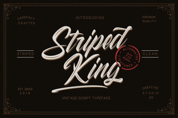 Striped King Hand-lettering Script Font